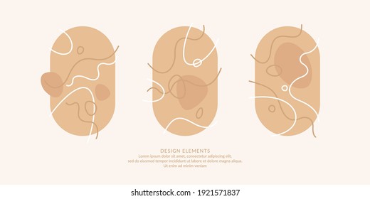 A set of modern backgrounds with abstract elements and dynamic shapes. Compositions of color spots. Vector illustration. Template for design and creative ideas.