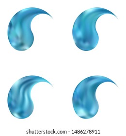 Set of modern backgrounds with yin or yang. Neon original east style. Trendy soft color logo. Blue fluid colorful gradient shapes for your mobile app and screens.