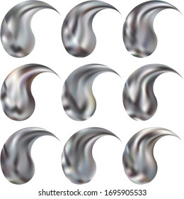 Set of modern backgrounds with yin or yang. Trendy soft color logo. Harmonious original east style. Silver fluid colorful gradient shapes for your mobile app and screens.