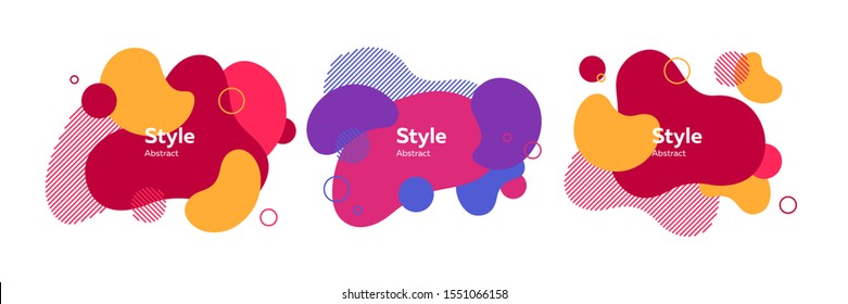 Set of modern badges for banner. Dynamical colored forms and lines. Gradient abstract banners with flowing liquid shapes. Trendy design for banners, flyers, presentation slides