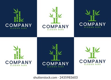 conjunto de bambú moderno , rama de árbol , diseño de logo de inspiración.