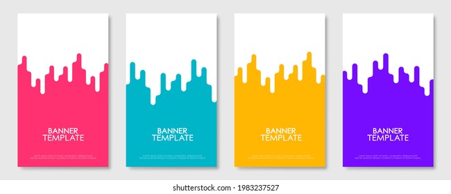 Conjunto de plantillas modernas de diseño de banners. Resumen ​ de diseño de línea líquida de medio tono para la promoción de medios empresariales. Vector