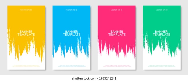Set of modern banner design template. Abstract grunge color design for media promotion. Vector
