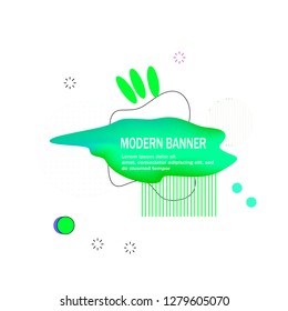 set of modern banner with Flat geometric fluid shapes of gradient colors vector