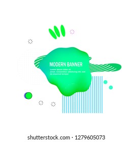 set of modern banner with Flat geometric fluid shapes of gradient colors vector