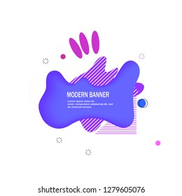 set of modern banner with Flat geometric fluid shapes of gradient colors vector