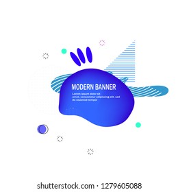 set of modern banner with Flat geometric fluid shapes of gradient colors vector