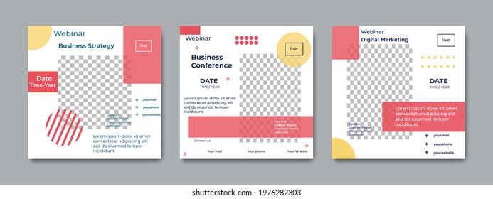 Set of modern banner social media template concept design with soft color. Suitable for Business webinar, Online marketing, promotion, banner, flyer, poster etc.