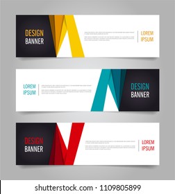 Set of Modern banner template. Blue, Red and Yellow Banner design. Horizontal advertising banner.