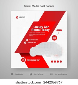 Set of modern banner template design for car rental promotion. Usable for social media post and web ads.