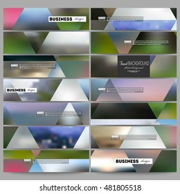 Set of modern banners. Abstract multicolored background, blurred nature landscapes, geometric vector, triangular style illustration