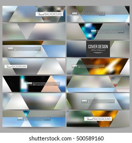 Set of modern banners. Abstract multicolored background, blurred nature landscapes, geometric vector, triangular style illustration