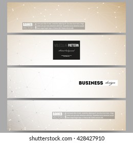 Set of modern banners. Abstract polygonal low poly backdrop with connecting dots and lines, connection structure. Vector or digital science background.