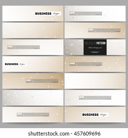 Set of modern banners. Abstract polygonal low poly backdrop with connecting dots and lines, connection structure. Vector or digital science background.