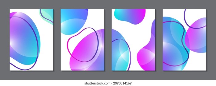 Set von modernen Bannern. Dynamische Formen und Linien. Abstrakter Banner mit fließenden Formen. Vorlage für Logo, Flyer, Präsentationsdesign. Vektorgrafik