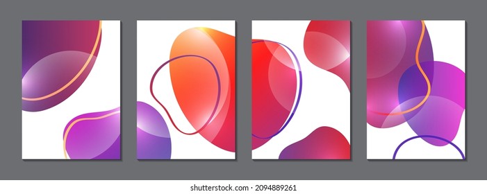 Set of modern banners. Dynamic colored shapes and lines. Gradient abstract banner with flowing shapes. Template for logo, flyer, presentation design. Vector illustration
