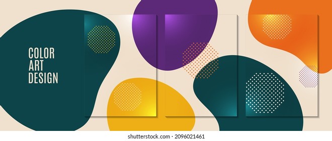 Set of modern banners. Dynamic colored fluid. Abstract banner with flowing shapes. Template for logo, flyer, presentation design. Vector illustration