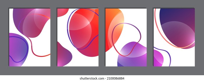 Set of modern banners. Dynamic colored shapes and lines. Gradient abstract banner with flowing shapes. Template for logo, flyer, presentation design. Vector illustration