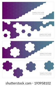 set of modern banners with glossy hexagonal combs