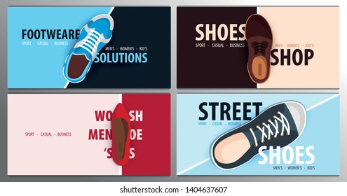 Set of Modern banners template for Shoes Shop. Vector Illustration