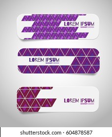 Set of modern banners with triangles background.