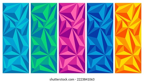 Set von modernen Bannern mit Dreiecken in trendiger Farbe. Design für die Gestaltung einer Website, Postkarte, Flyer. Grafikdesign-Element. Vektorgrafik.