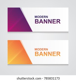 Set of modern banners vector design purple and orange colors