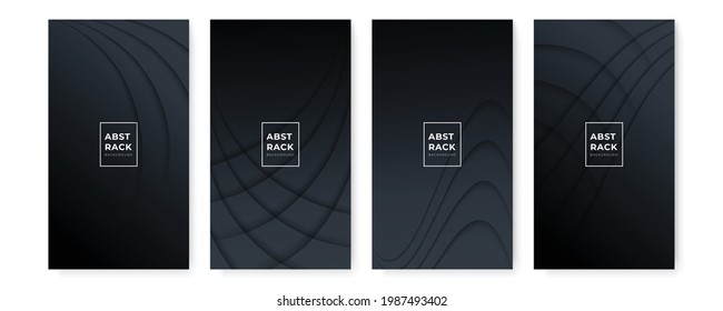 Conjunto de fondo negro y oro moderno abstracto para banner, diseño de presentación, volante, afiche. Ilustración vectorial con concepto corporativo futurista minimalista, línea dorada, estilo de onda