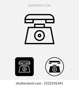 Set of modern black and white telephone icons in minimalist style. relevant for themes related to communication, technology, or contact information.