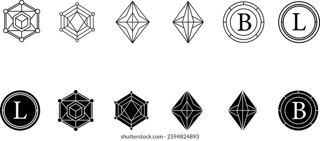 A set of modern blockchain and cryptocurrency vector icons, featuring Bitcoin, Ethereum, and digital finance symbols, representing security, trading, fintech, and decentralized technology concepts.
