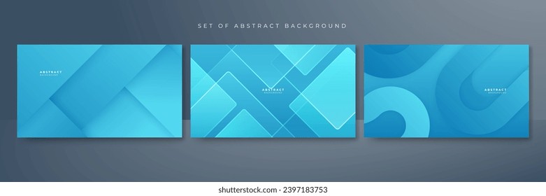 Set of modern blue abstract background with corporate concept and modern trendy fresh color for presentation design, flyer, social media cover, web banner, tech banner, business, and webinar