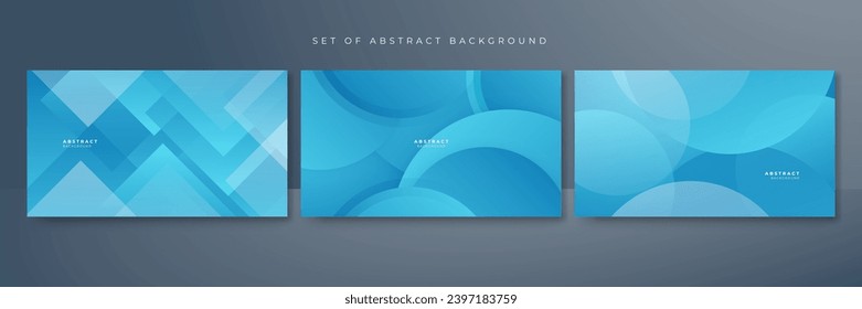Conjunto de fondo abstracto azul moderno con concepto corporativo y moderno color fresco para el diseño de presentaciones, volante, portada de medios sociales, banner web, banner tecnológico, negocios y webinar