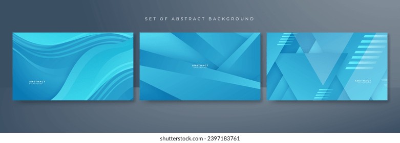 Set of modern blue abstract background with corporate concept and modern trendy fresh color for presentation design, flyer, social media cover, web banner, tech banner, business, and webinar