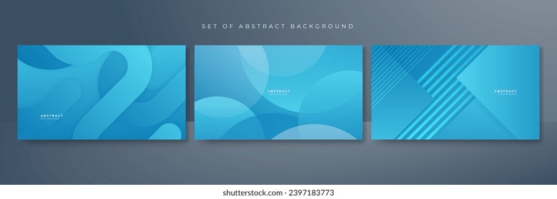 Set of modern blue abstract background with corporate concept and modern trendy fresh color for presentation design, flyer, social media cover, web banner, tech banner, business, and webinar