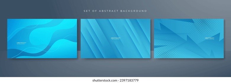 Set of modern blue abstract background with corporate concept and modern trendy fresh color for presentation design, flyer, social media cover, web banner, tech banner, business, and webinar