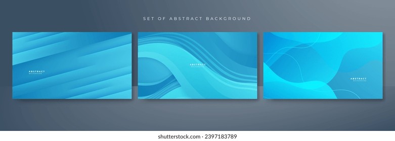 Conjunto de fondo abstracto azul moderno con concepto corporativo y moderno color fresco para el diseño de presentaciones, volante, portada de medios sociales, banner web, banner tecnológico, negocios y webinar