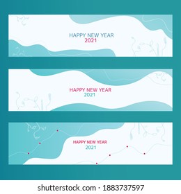 set of modern blue abstract banner template