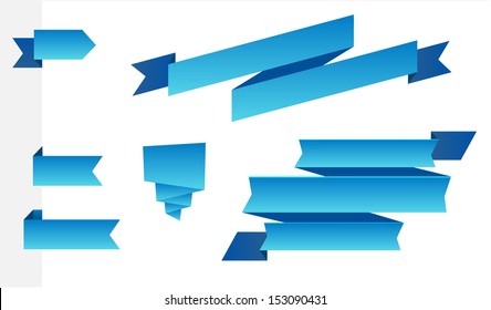 Set of modern blue ribbons