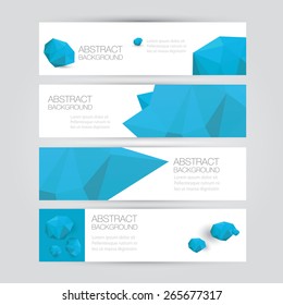 set of modern blue vector banners with polygonal background