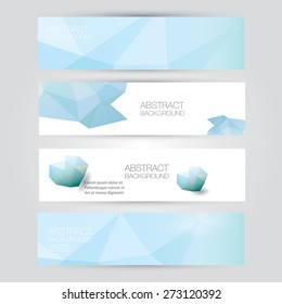 set of modern blue vector banners with polygonal background