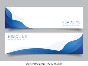 Conjunto de Anuncio diagonal geométrico ondulado azul moderno para presentación o Plantilla de negocios Fondo Horizontal