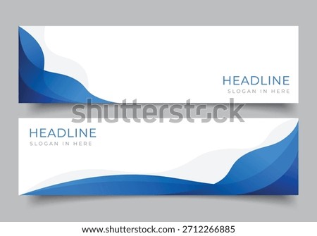 set of modern blue wavy geometric diagonal banner for presentation or business template horizontal background