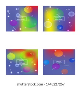 Set of modern blurry smooth background. Vector illustration vintage. Liquid backdrop with bright rainbow colors. Violet fluid colorful shapes for poster, presentation and banner.