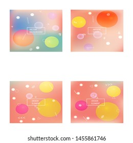 Set of modern blurry smooth background. Fresh backdrop with simple muffled colors. Vector illustration space. Pink fluid colorful shapes for poster, presentation and banner.