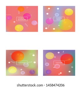Set of modern blurry smooth backgrounds. Futuristic backdrops with simple muffled colors. Vector illustration concept. Pink fluid colorful shapes for poster, presentation and banner.