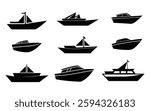 Set of Modern Boat and Ship Silhouettes vectore icon