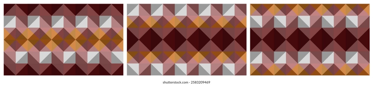 Set of modern borders with triangular elements. Endless flat vector design.