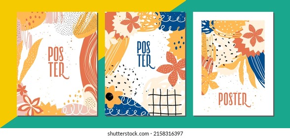 Set of modern, bright, abstract universal templates. Good for poster, card, invitation, flyer, cover, banner, poster, brochure and other graphic design. Vector illustration.