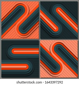 Set. Modern and bright background with 3D stripes. Eps10 Vector illustration