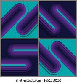 Establecer. Fondo moderno y luminoso con rayas 3D. Ilustración del vector Eps10